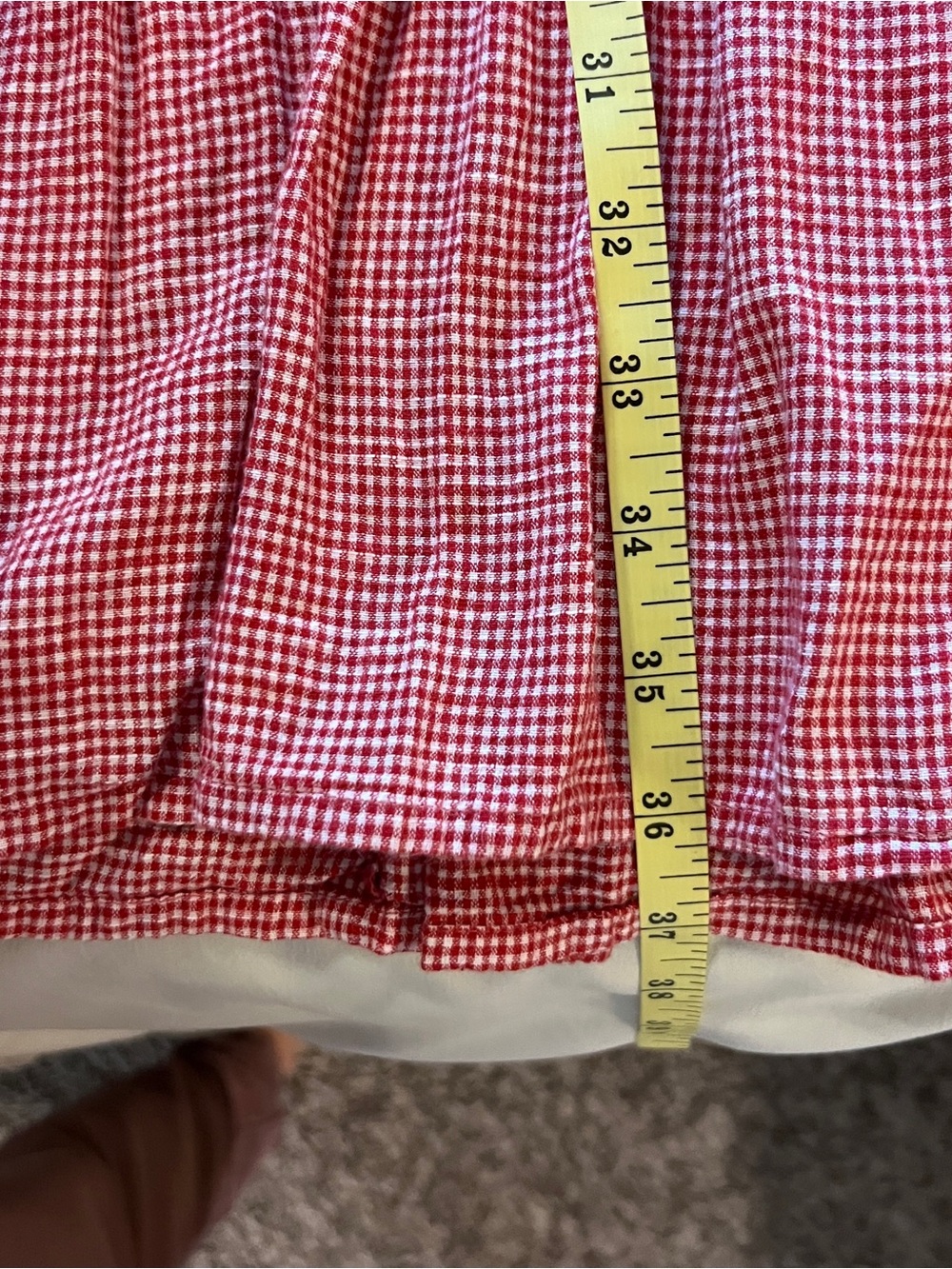 Bombay Paisley Women's Red Midi Gingham Dress with Rose Embroidery Pockets XS - Picture 13 of 16